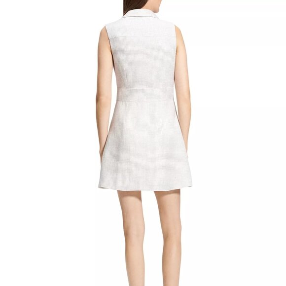 425$ Theory Lapel Collared Front Zip Mini Dress Sleeveless Size 12 US White - Picture 2 of 3